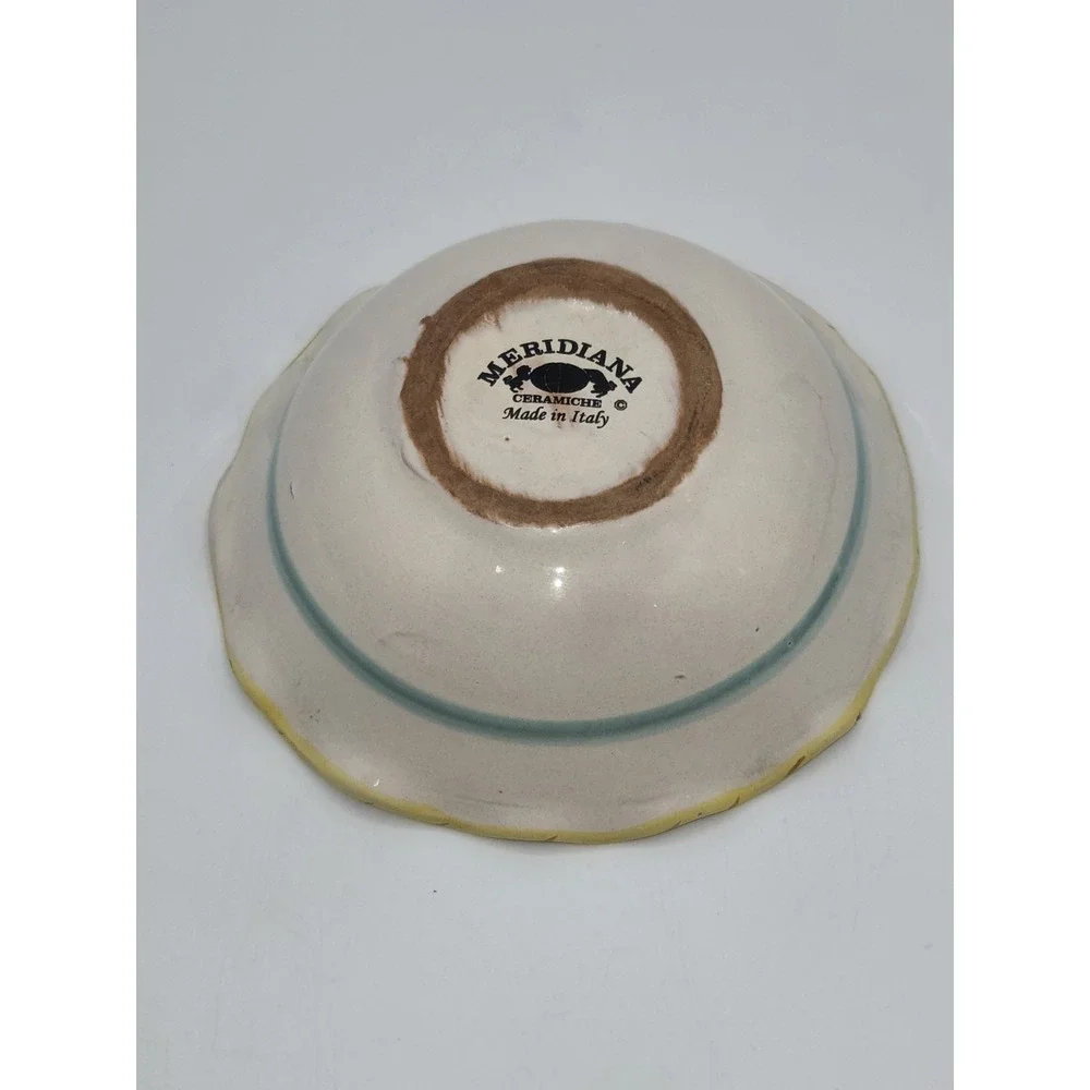 Meridiana Ceramiche Italian Hand Painted Floral Scalloped Serving Bowl Italy
